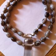 botswana agate necklace with quartz pendant