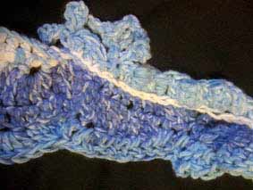 fringy area of blue ombre scrumbled scarf