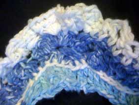 ruffly area of blue ombre scrumbled scarf